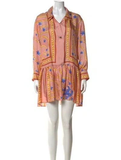 Pre-owned Sandro Silk Mini Dress In Pink