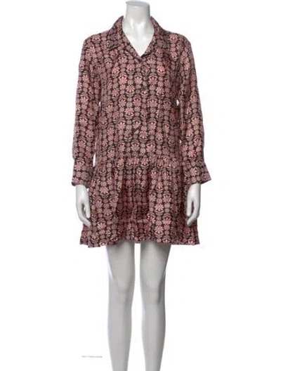 Pre-owned Sandro Silk Mini Dress W/ Tags In Black/pink