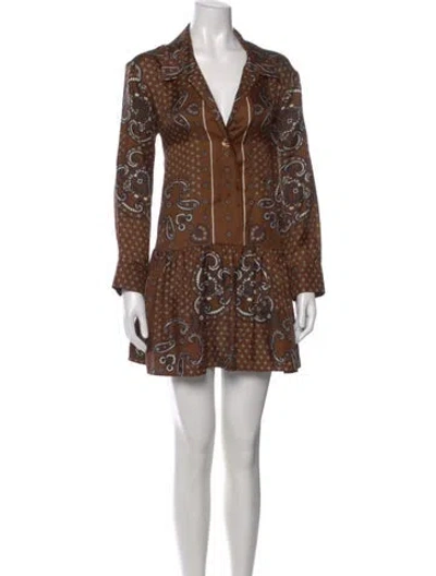 Pre-owned Sandro Silk Mini Dress W/ Tags In Brown
