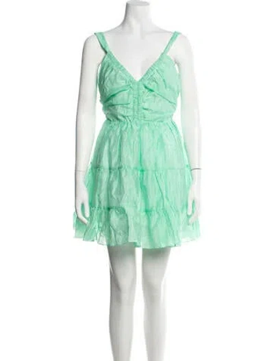 Pre-owned Sandro Silk Mini Dress W/ Tags In Green