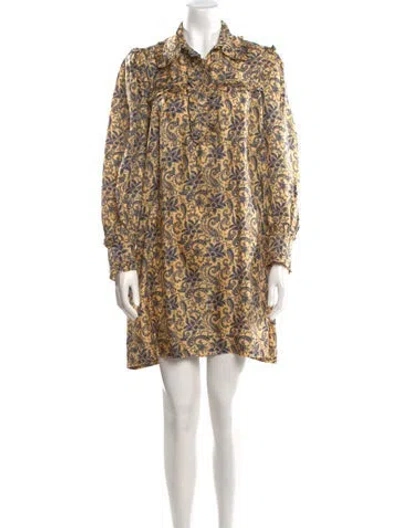 Pre-owned Sandro Silk Mini Dress In Yellow