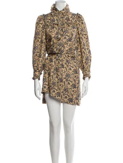 Pre-owned Sandro Silk Mini Dress In Yellow