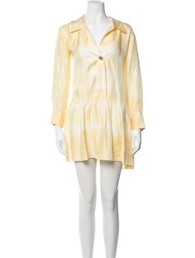 Pre-owned Sandro Silk Mini Dress In Yellow