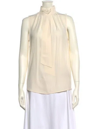Pre-owned Sandro Silk Mock Neck Blouse In Neutral