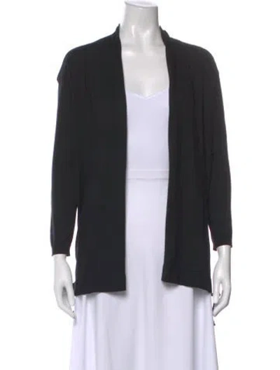 Pre-owned Sandro Silk Open Front Sweater In Blue