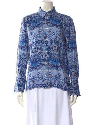 Pre-owned Sandro Silk Paisley Print Blouse In Blue
