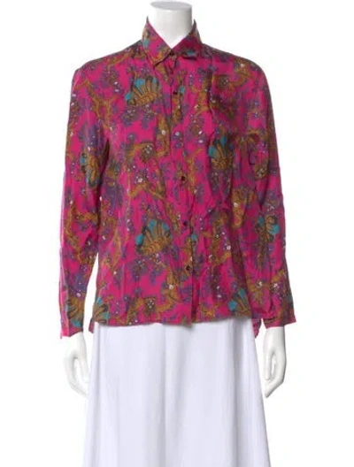 Pre-owned Sandro Silk Paisley Print Blouse In Pink