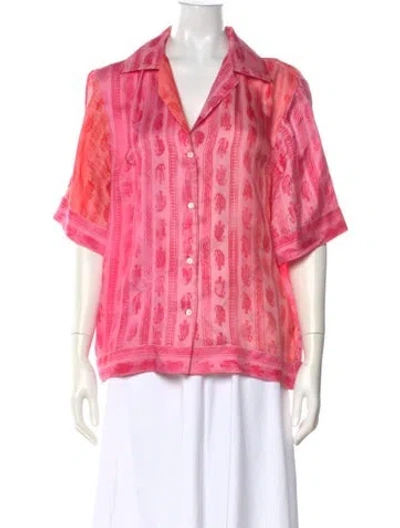 Pre-owned Sandro Silk Paisley Print Blouse In Pink