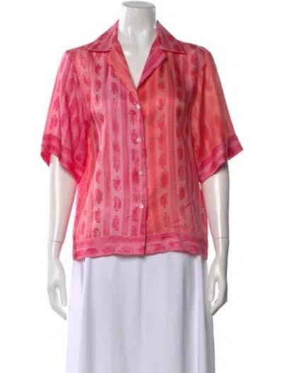 Pre-owned Sandro Silk Paisley Print Blouse In Pink