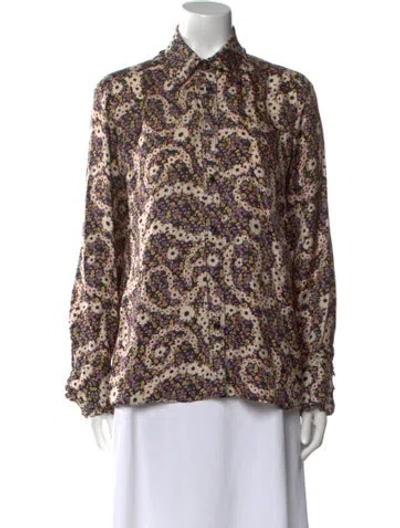Pre-owned Sandro Silk Paisley Print Blouse In Purple