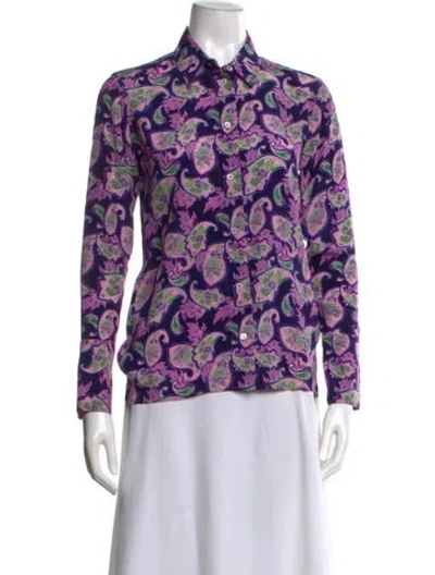 Pre-owned Sandro Silk Paisley Print Blouse In Purple