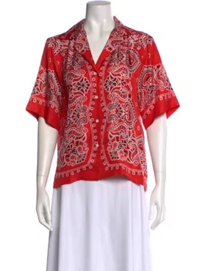 Pre-owned Sandro Silk Paisley Print Blouse In Red