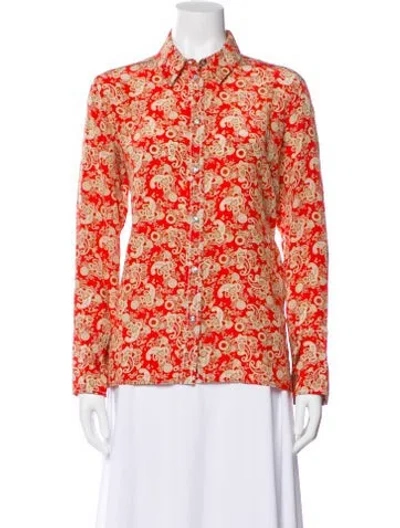 Pre-owned Sandro Silk Paisley Print Blouse In Red