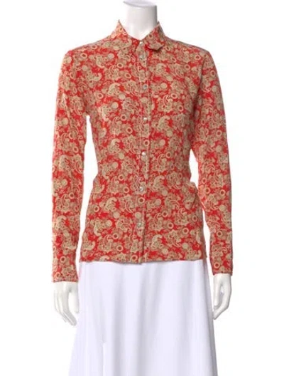 Pre-owned Sandro Silk Paisley Print Blouse In Red