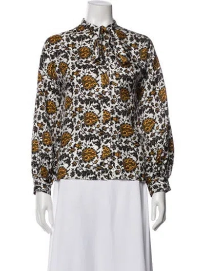 Pre-owned Sandro Silk Paisley Print Blouse In White