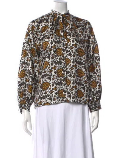Pre-owned Sandro Silk Paisley Print Blouse In White
