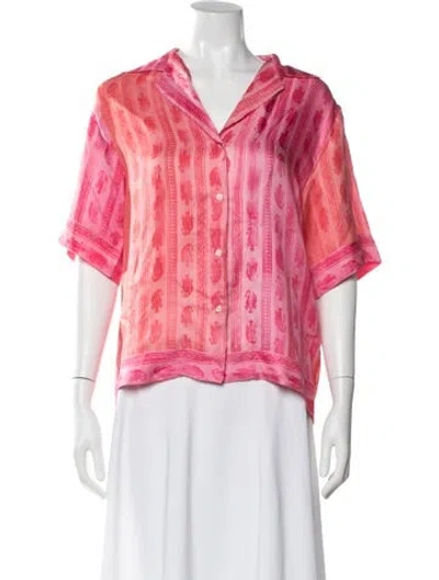 Pre-owned Sandro Silk Paisley Print Top In Pink