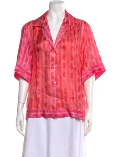 Pre-owned Sandro Silk Paisley Print Top W/ Tags In Pink