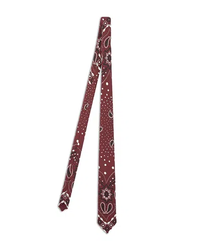Sandro Silk Paisley Tie In Burgundy
