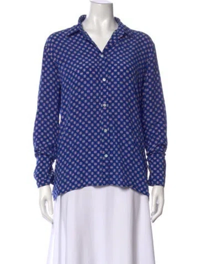 Pre-owned Sandro Silk Patterned Blouse In Blue