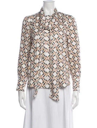 Pre-owned Sandro Silk Patterned Blouse In Neutrals