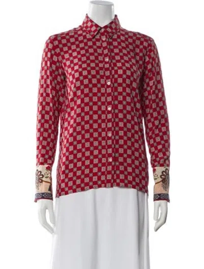 Pre-owned Sandro Silk Patterned Blouse In Red