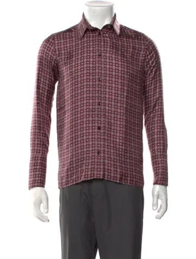 Pre-owned Sandro Silk Patterned Dress Shirt In Red