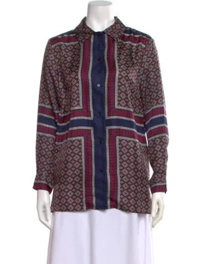 Pre-owned Sandro Silk Patterned Top W/ Tags In Brown