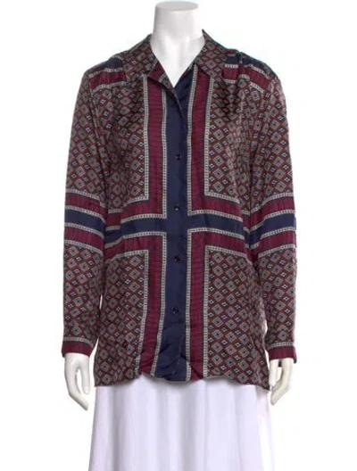 Pre-owned Sandro Silk Patterned Top W/ Tags In Multi