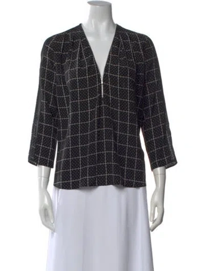 Pre-owned Sandro Silk Printed Blouse In Black
