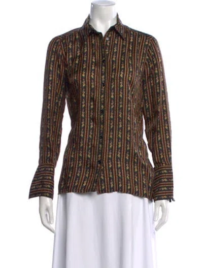 Pre-owned Sandro Silk Printed Blouse In Black