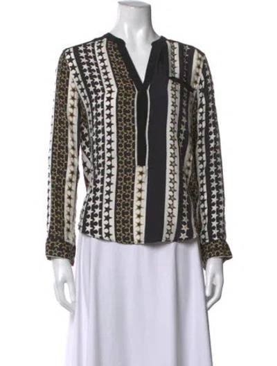 Pre-owned Sandro Silk Printed Blouse In Black