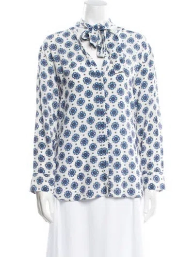 Pre-owned Sandro Silk Printed Blouse In Blue