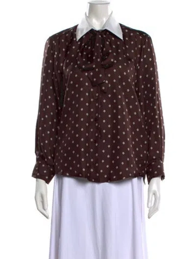 Pre-owned Sandro Silk Printed Blouse In Brown