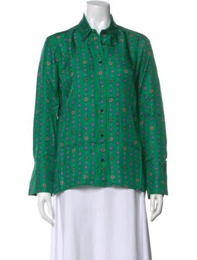 Pre-owned Sandro Silk Printed Blouse In Green