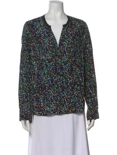 Pre-owned Sandro Silk Printed Blouse In Green