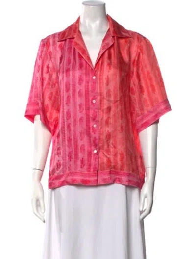 Pre-owned Sandro Silk Printed Blouse In Pink