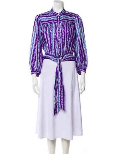 Pre-owned Sandro Silk Printed Blouse In Purple