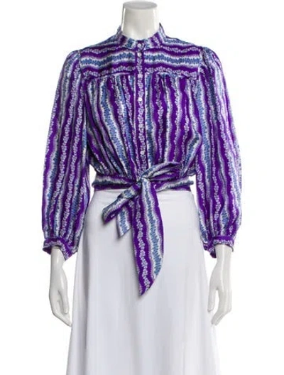 Pre-owned Sandro Silk Printed Blouse In Purple