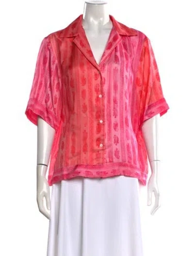 Pre-owned Sandro Silk Printed Blouse W/ Tags In Pink