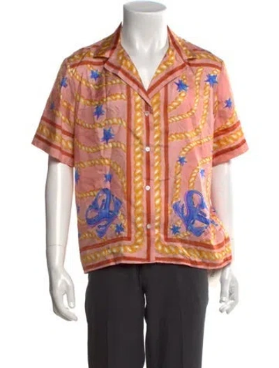 Pre-owned Sandro Silk Printed Shirt In Orange