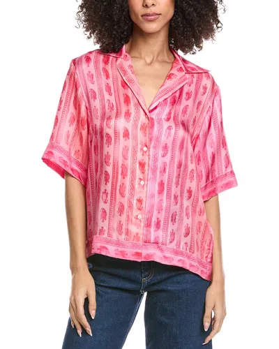 Sandro Silk Printed Shirt In Pink