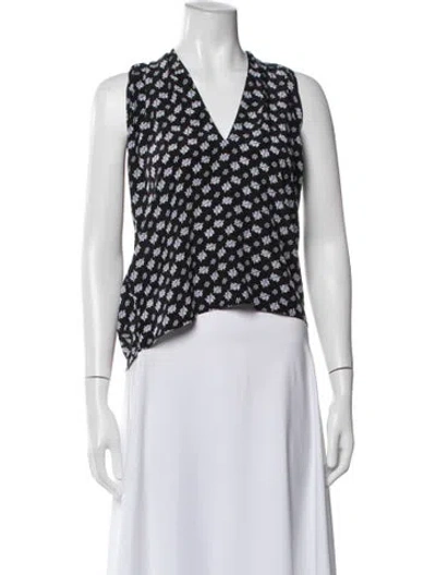Pre-owned Sandro Silk Printed Top In Black