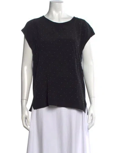 Pre-owned Sandro Silk Printed Top In Black