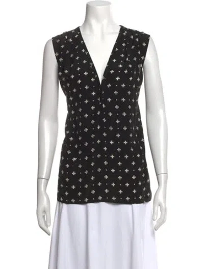 Pre-owned Sandro Silk Printed Top In Black/white