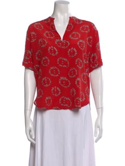 Pre-owned Sandro Silk Printed Top In Multi