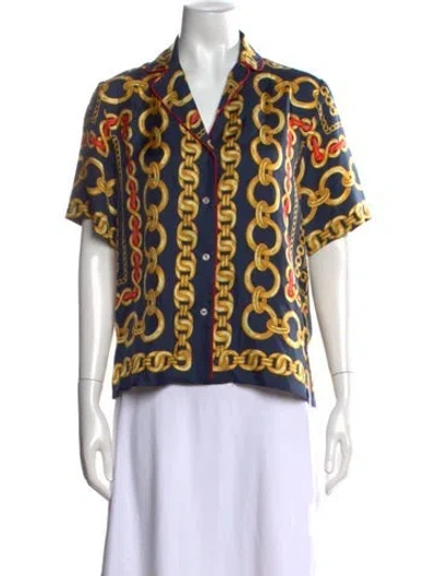Pre-owned Sandro Silk Printed Top In Neutrals