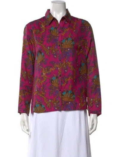Pre-owned Sandro Silk Printed Top In Pink
