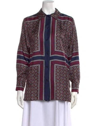 Pre-owned Sandro Silk Printed Top W/ Tags In Blue