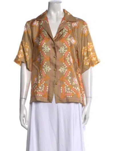 Pre-owned Sandro Silk Printed Top In Yellow